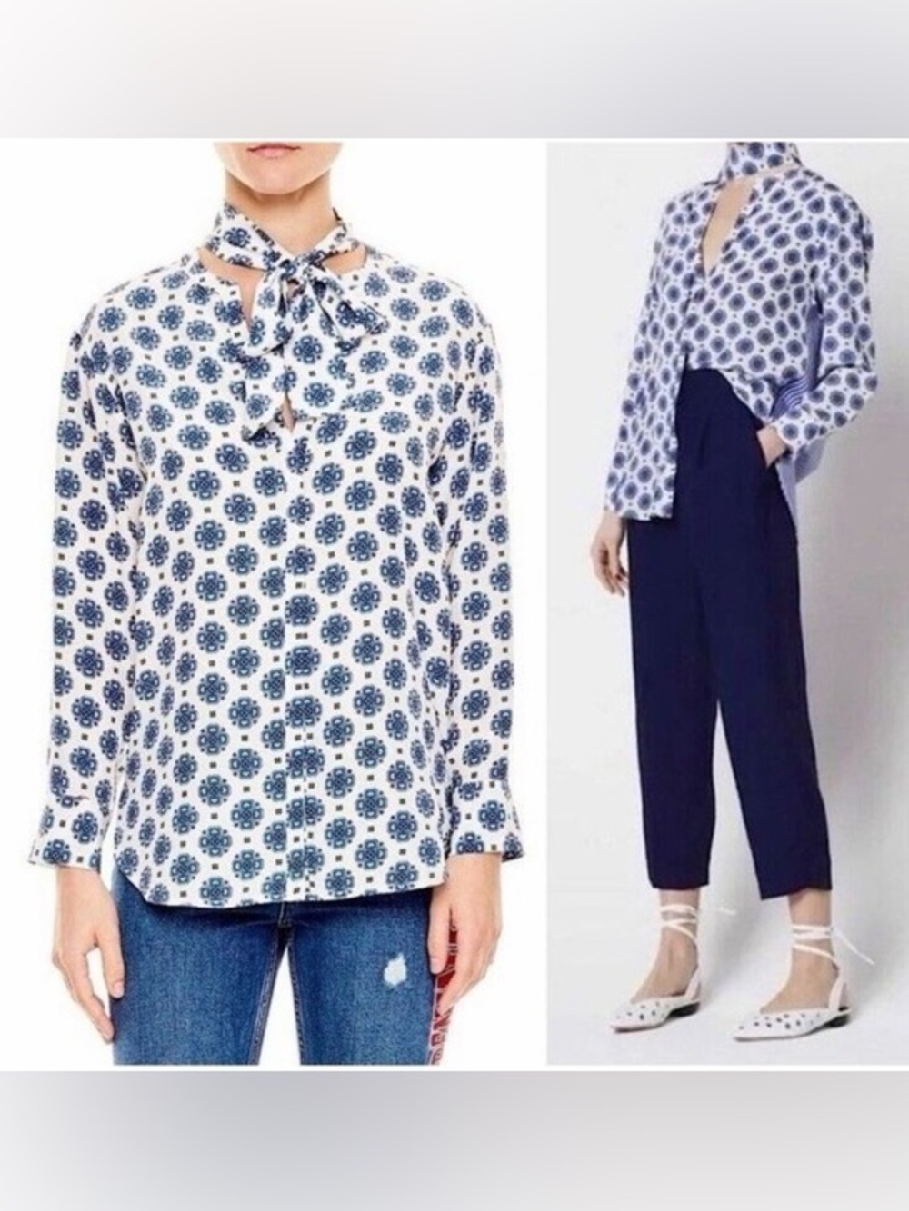 Sandro Moroccan Tie Front Tunic Blouse (126)